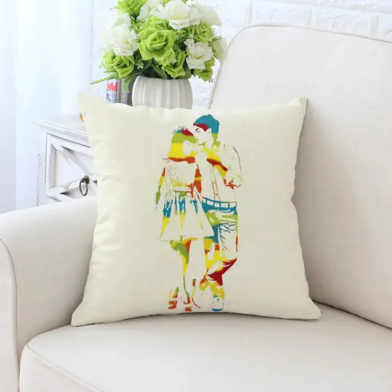 Cactus hand painting decorative pillowcase for living room sofa