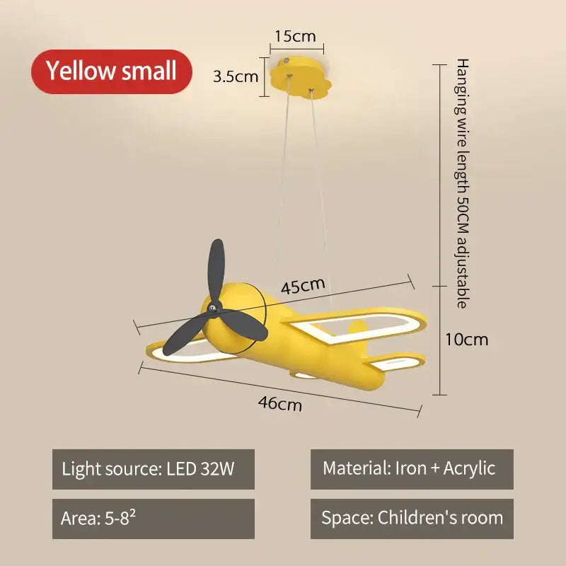 Cartoon airplane blue & red pendant light kids bedroom