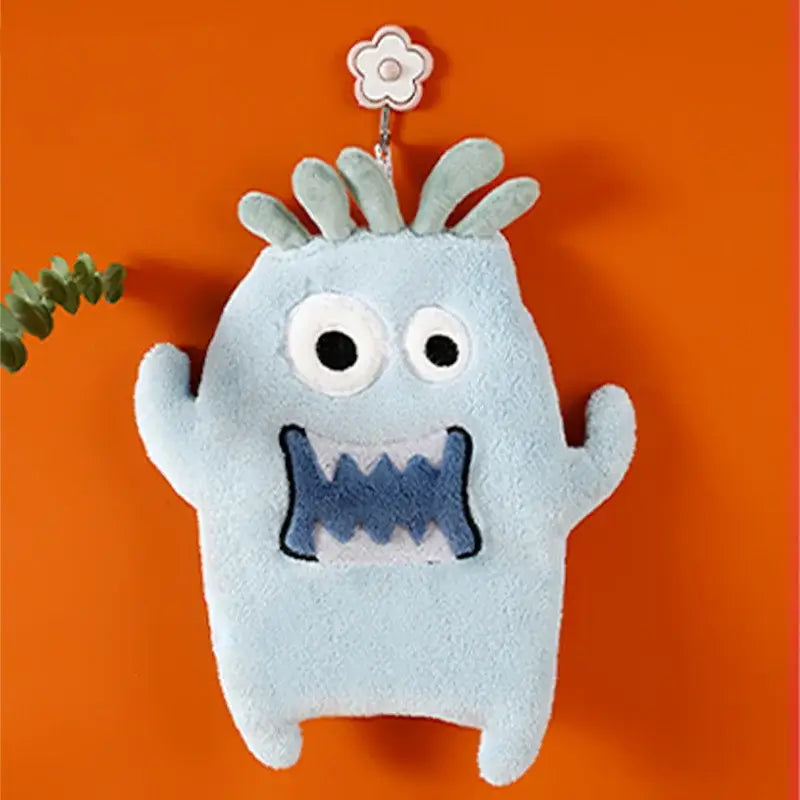Cartoon animal coral velvet monster hand towel set kitchen decor