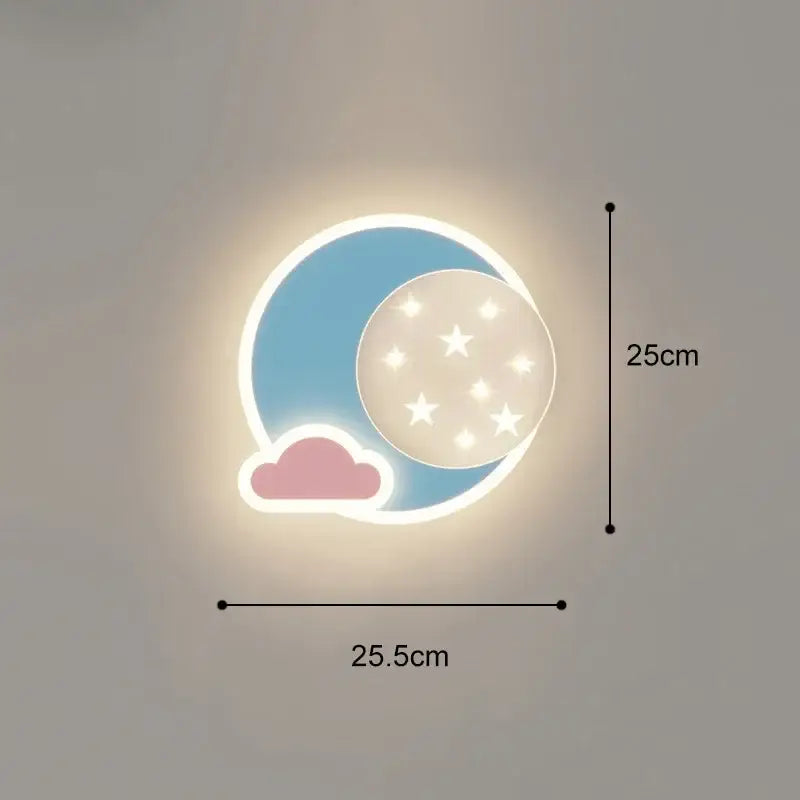 Cartoon blue & white whale wall lamp bedroom led art