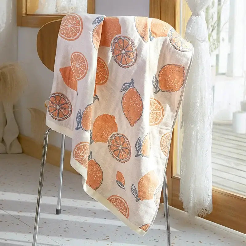 Cartoon cat and dog cotton gauze bath towel for bathroom