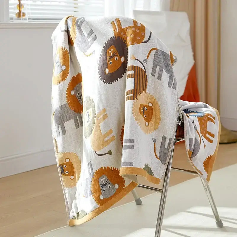 Cartoon cat and dog cotton gauze bath towel for bathroom