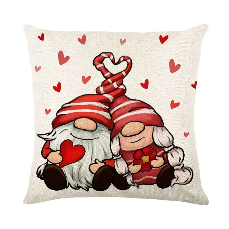 Cartoon cat linen pillowcase red teacup design living room cushion