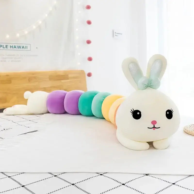Cartoon caterpillar orange & green long body pillow bedroom plush