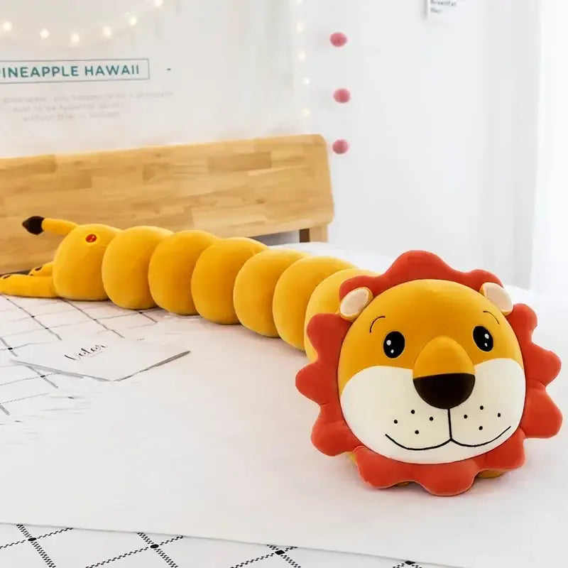 Cartoon caterpillar orange & green long body pillow bedroom plush