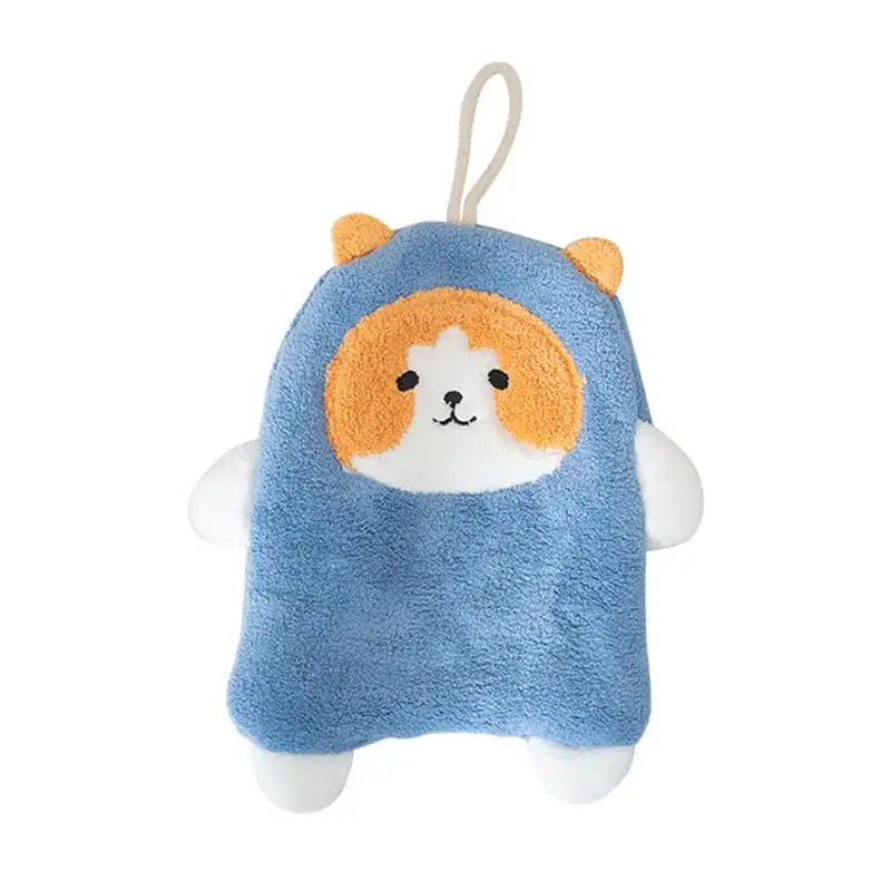 Cartoon dog coral velvet hand towels gray & white bathroom glove