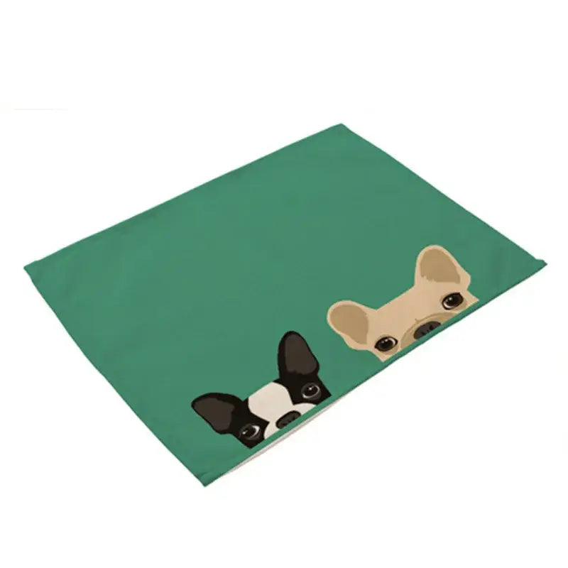 Cartoon dog pattern cotton linen table mats dining room set of 4