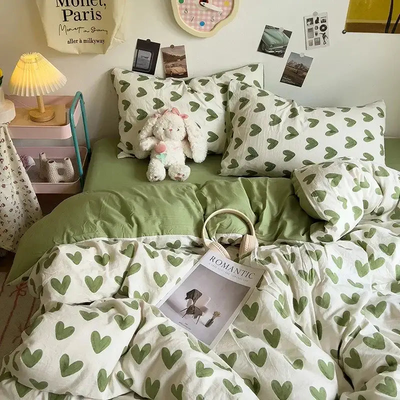 Cartoon dog printed cream comforter bedding set for bedroom
