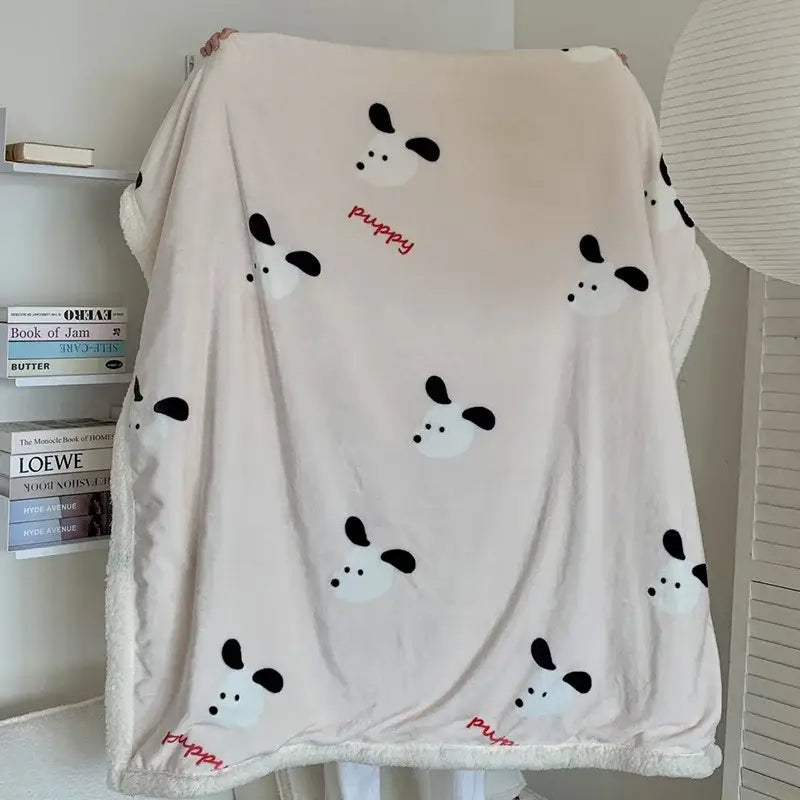 Cartoon lamb wool blanket pink floral bedroom sofa cover