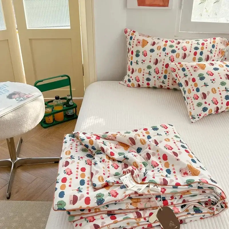 Cartoon patchwork white cookie summer cooling blanket bedroom comforter