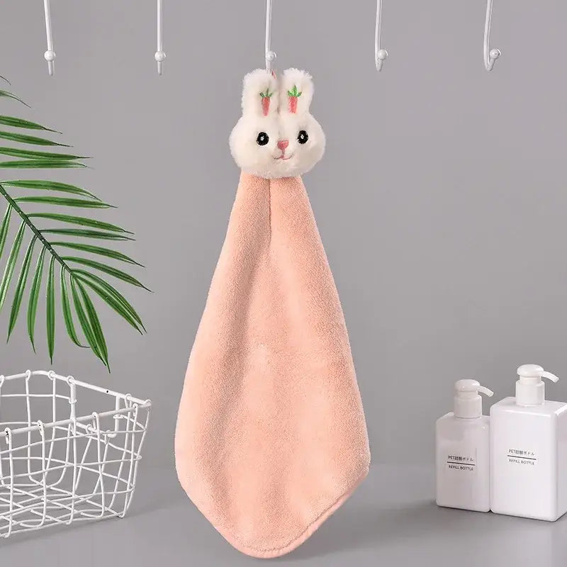 Cartoon rabbit coral fleece hand towel bathroom quick dry terry cloth