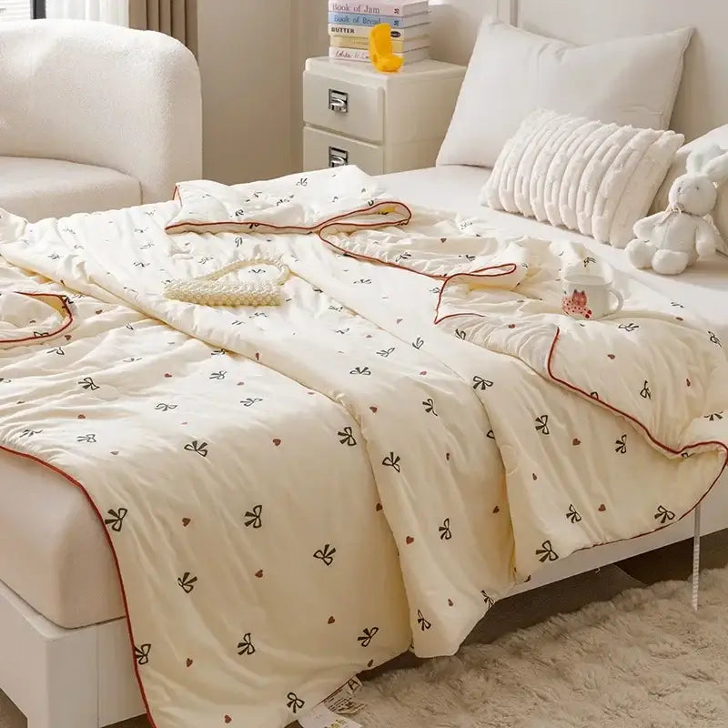 Cartoon rabbit off white cooling summer blanket bedroom quilt