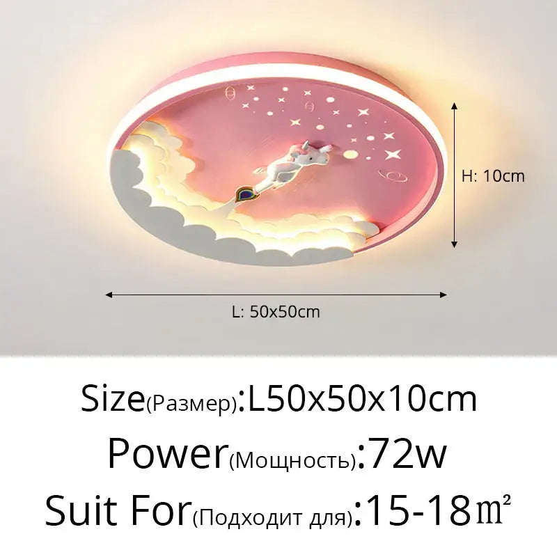 Cartoon rocket led ceiling light for bedroom blue & orange space design