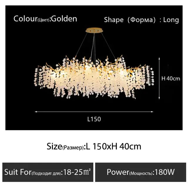 Cascading gold circular crystal chandelier living room pendant light