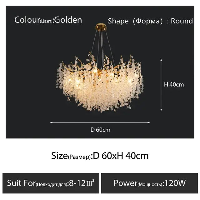 Cascading gold circular crystal chandelier living room pendant light