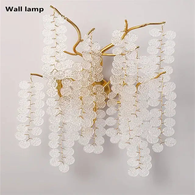 Cascading gold circular crystal chandelier living room pendant light