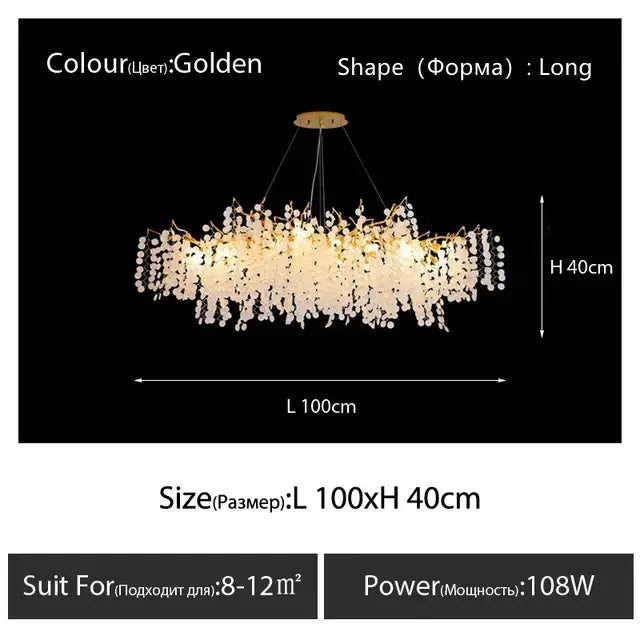 Cascading gold circular crystal chandelier living room pendant light