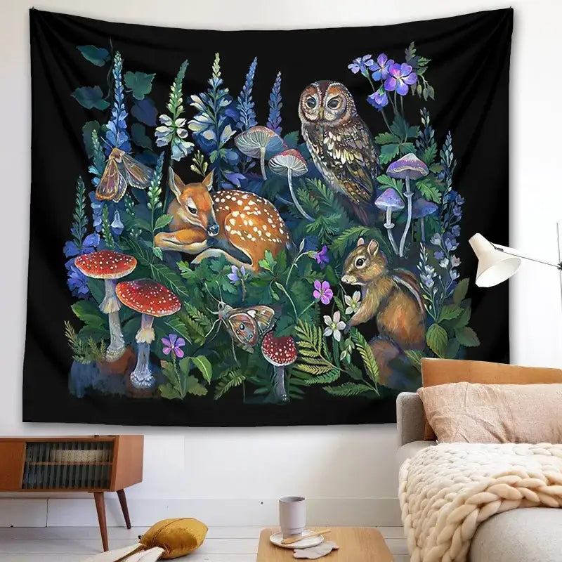 Celestial mushroom botanical wall hanging bedroom woodland tapestry