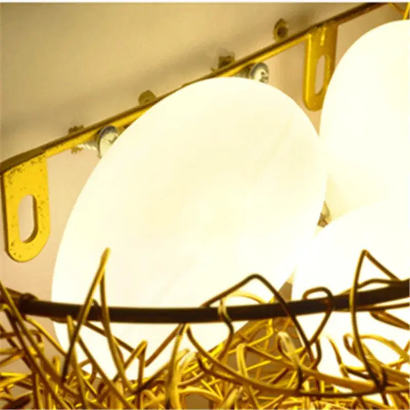 Ceramic bird and golden nest led wall lamp bedroom sconce