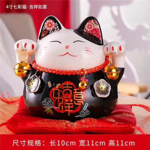 Ceramic maneki neko piggy bank floral white living room decor