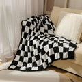 Checkerboard knit blanket bedroom living room plush decor