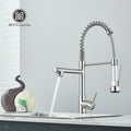 Chrome and black dual spout brass kitchen sink faucet