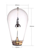 Chrome curved arm glass bulb led table lamp bedroom black shade