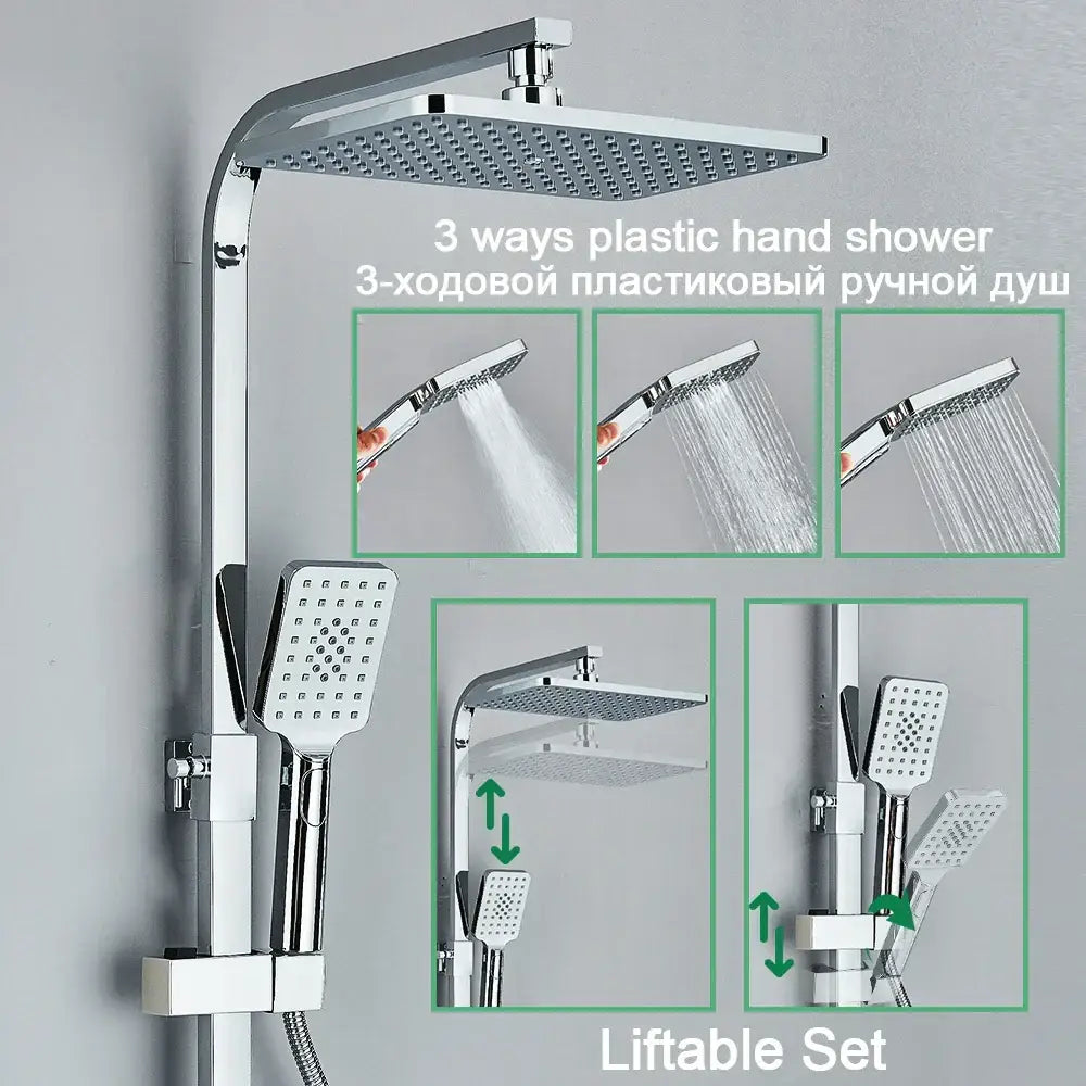 Chrome decorbites digital display shower system with tub spout bathroom