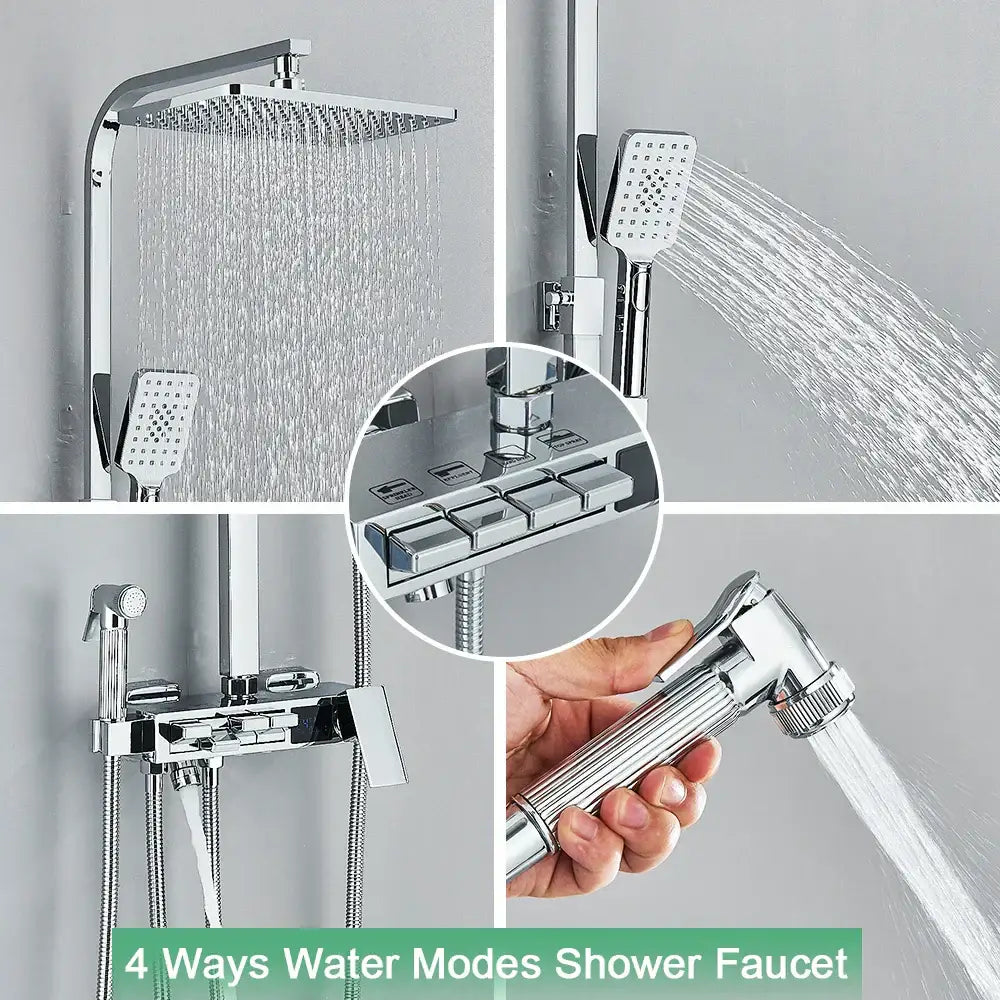 Chrome decorbites digital display shower system with tub spout bathroom