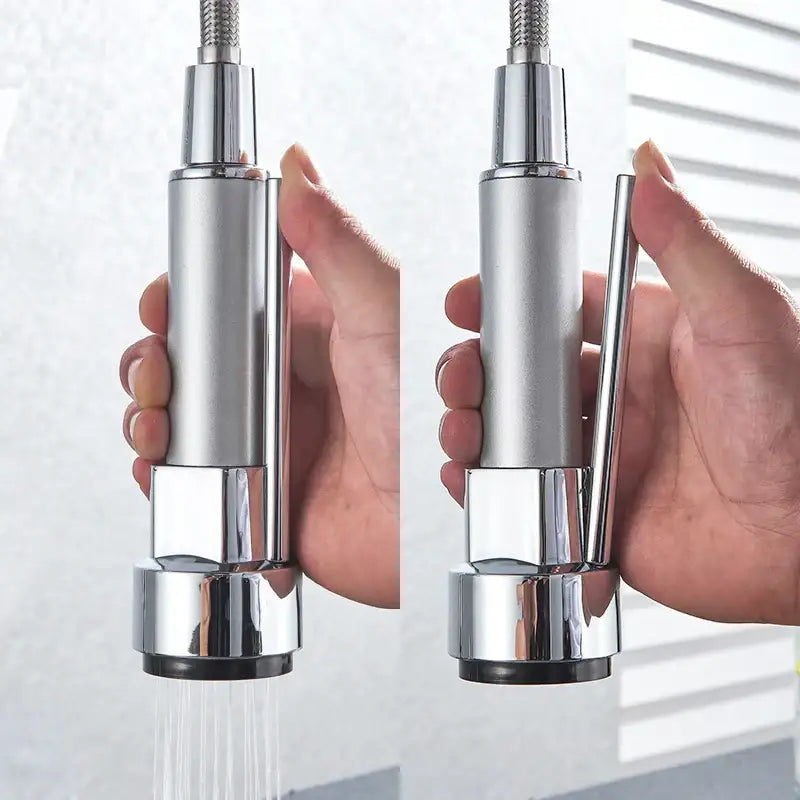Chrome decorbites kitchen faucet with pull down spring hose
