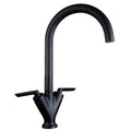 Chrome double handle kitchen sink mixer tap with swivel spout