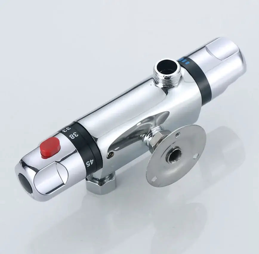 Chrome dual handle thermostatic shower faucet mixer – bathroom valve
