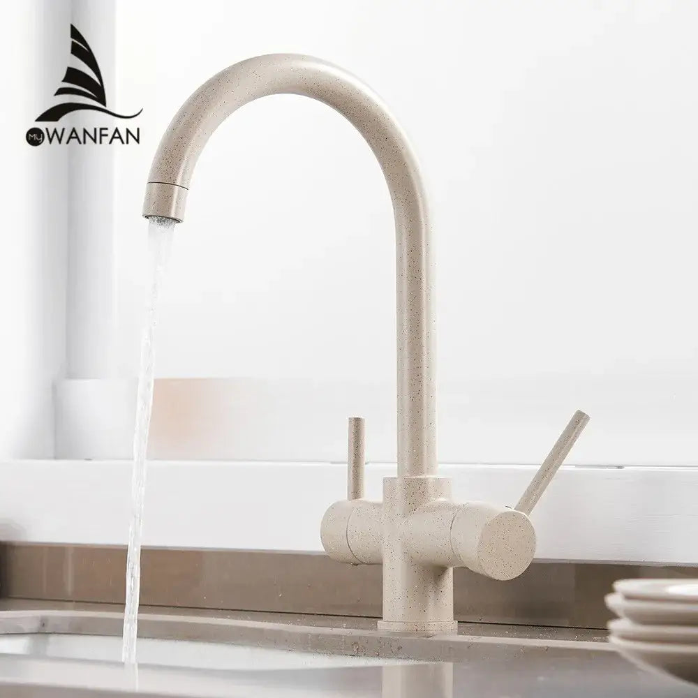 Chrome high arc dual handle drinking water filter kitchen sink faucet