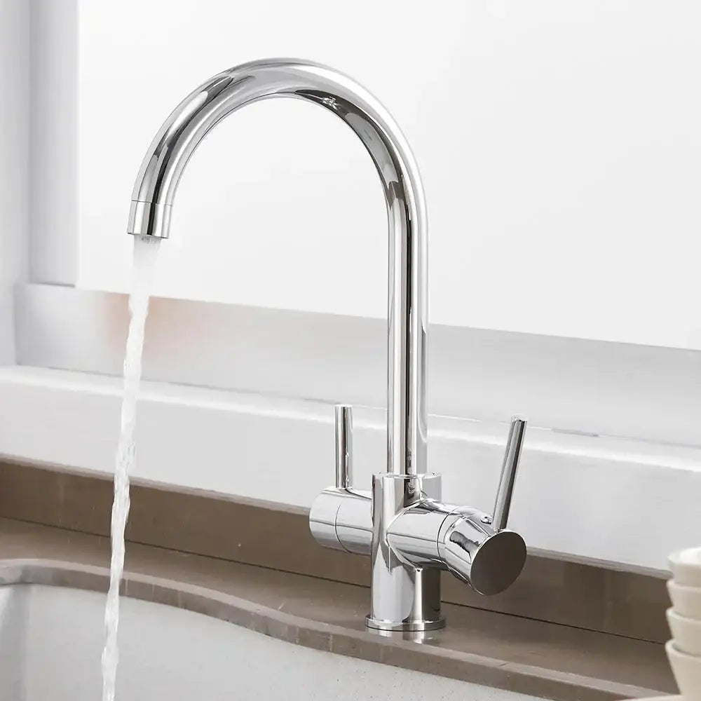 Chrome high arc dual handle drinking water filter kitchen sink faucet