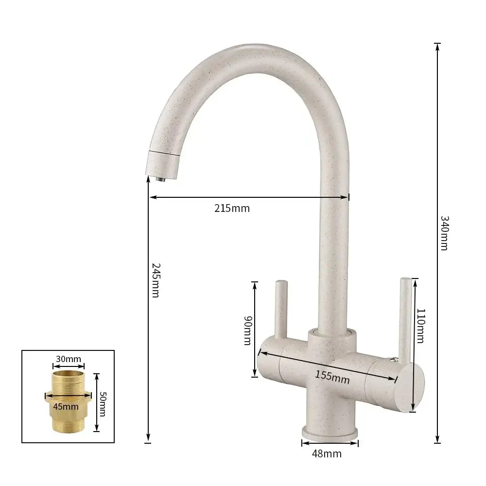 Chrome high arc dual handle drinking water filter kitchen sink faucet
