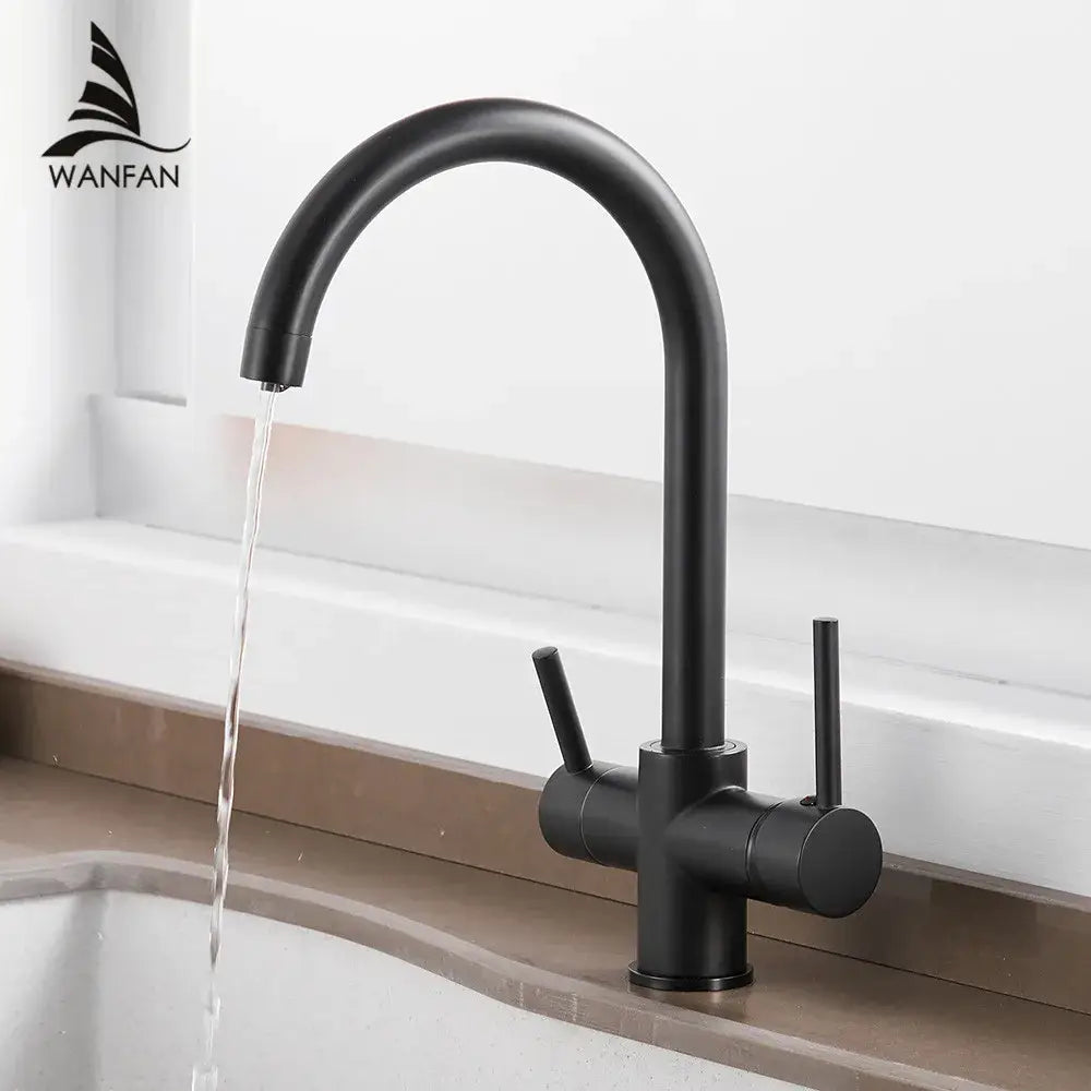 Chrome high arc dual handle drinking water filter kitchen sink faucet