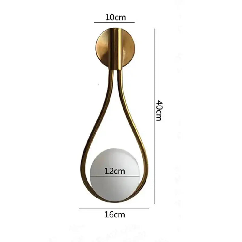 Chrome teardrop wall sconce with white glass ball for bedroom