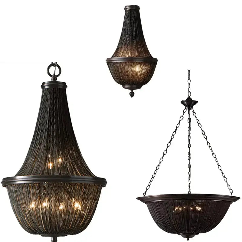 Classic black aluminum chain pendant lights dining room chandelier