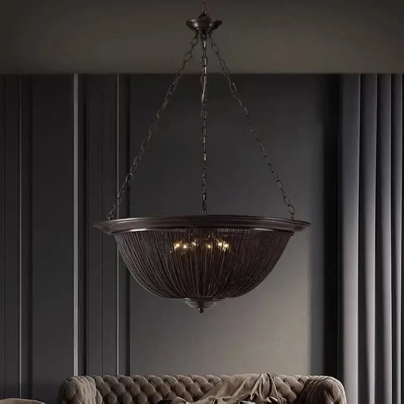 Classic black aluminum chain pendant lights dining room chandelier