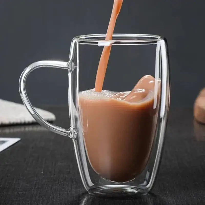 Clear double wall high borosilicate glass mug dining room coffee cup