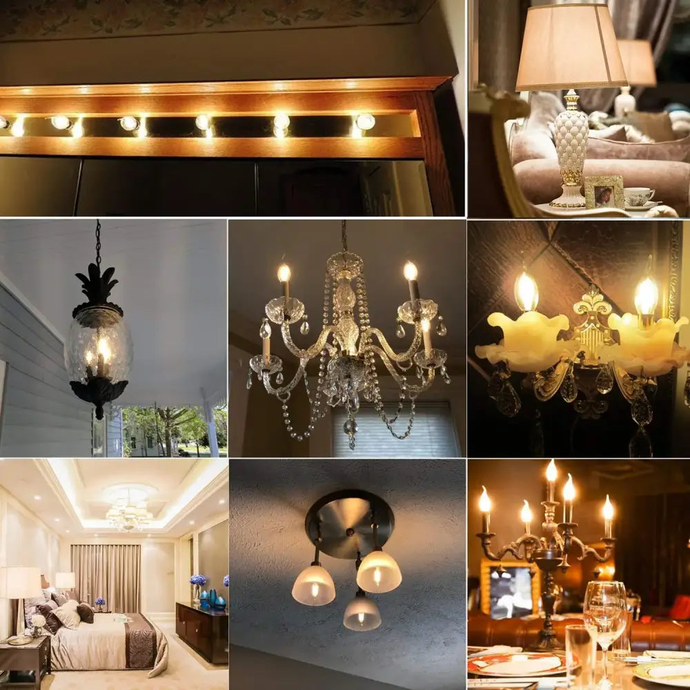 Clear glass candelabra dimmable chandelier led bulbs dining room 12-pack