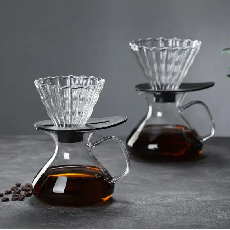 Clear glass drip pot coffee set kitchen carafe with filter