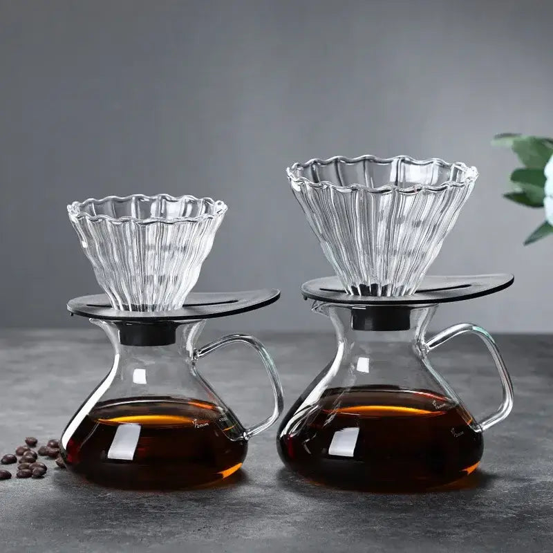 Clear glass drip pot coffee set kitchen carafe with filter
