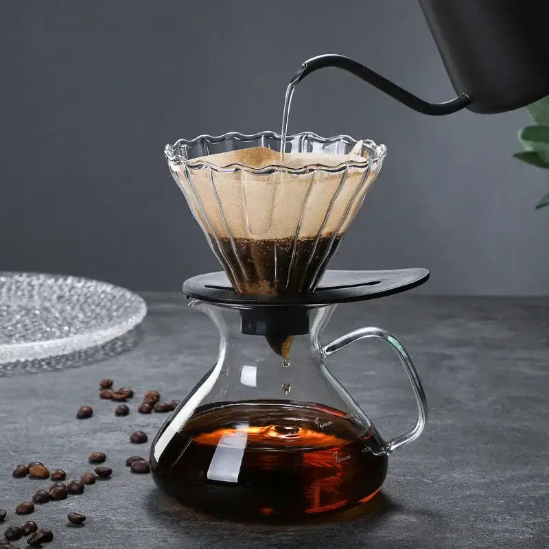 Clear glass drip pot coffee set kitchen carafe with filter