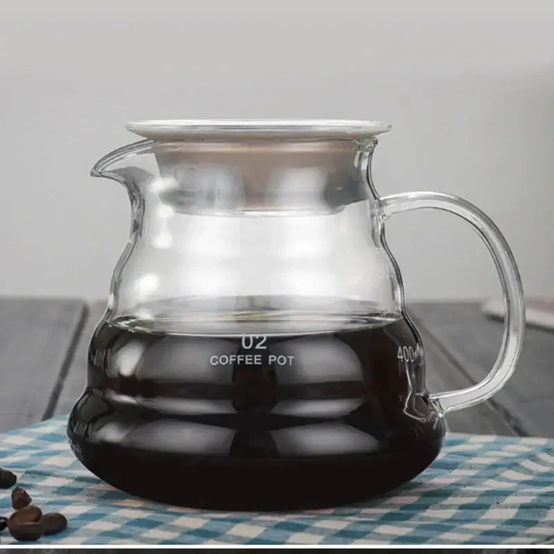 Cloud glass coffee kettle kitchen clear glass pot with silver handle