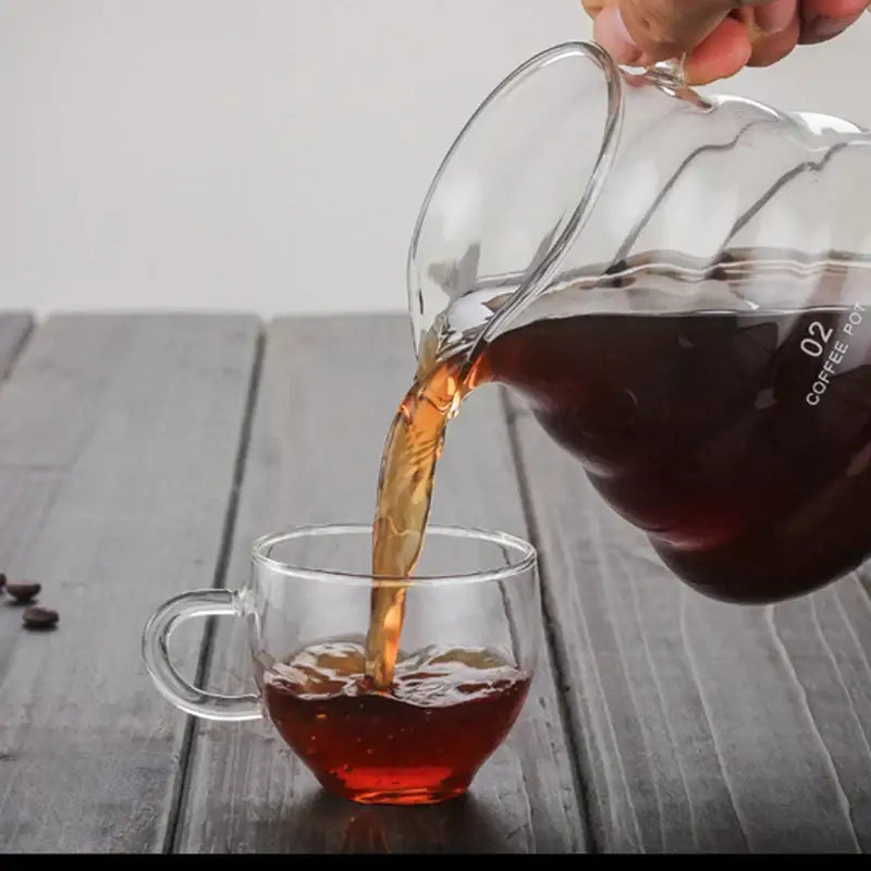 Cloud glass coffee kettle kitchen clear glass pot with silver handle