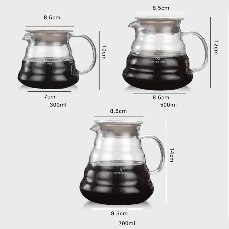 Cloud glass coffee kettle kitchen clear glass pot with silver handle