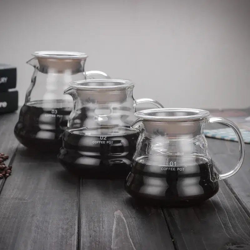 Cloud glass coffee kettle kitchen clear glass pot with silver handle