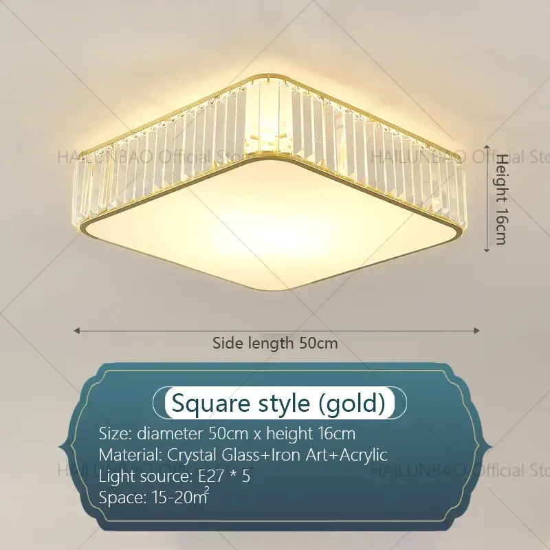 Cloud shaped gold crystal zen ceiling light for living room