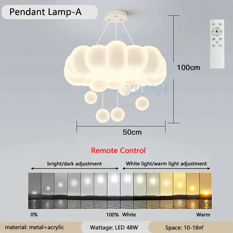 Cloud shaped off white pendant light living room decorbites dimming pendant